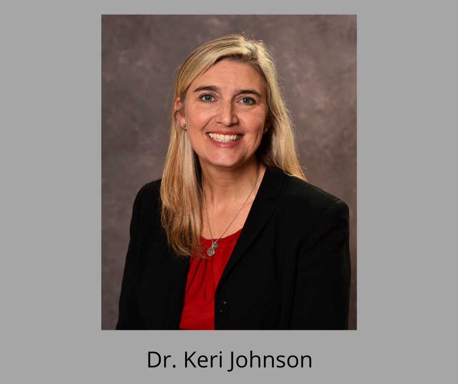 Photo of Dr. Keri Johnson with name. Photo of Dr. Keri Johnson with name.